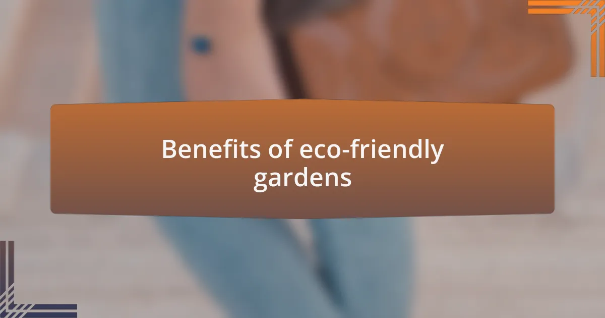 Benefits of eco-friendly gardens
