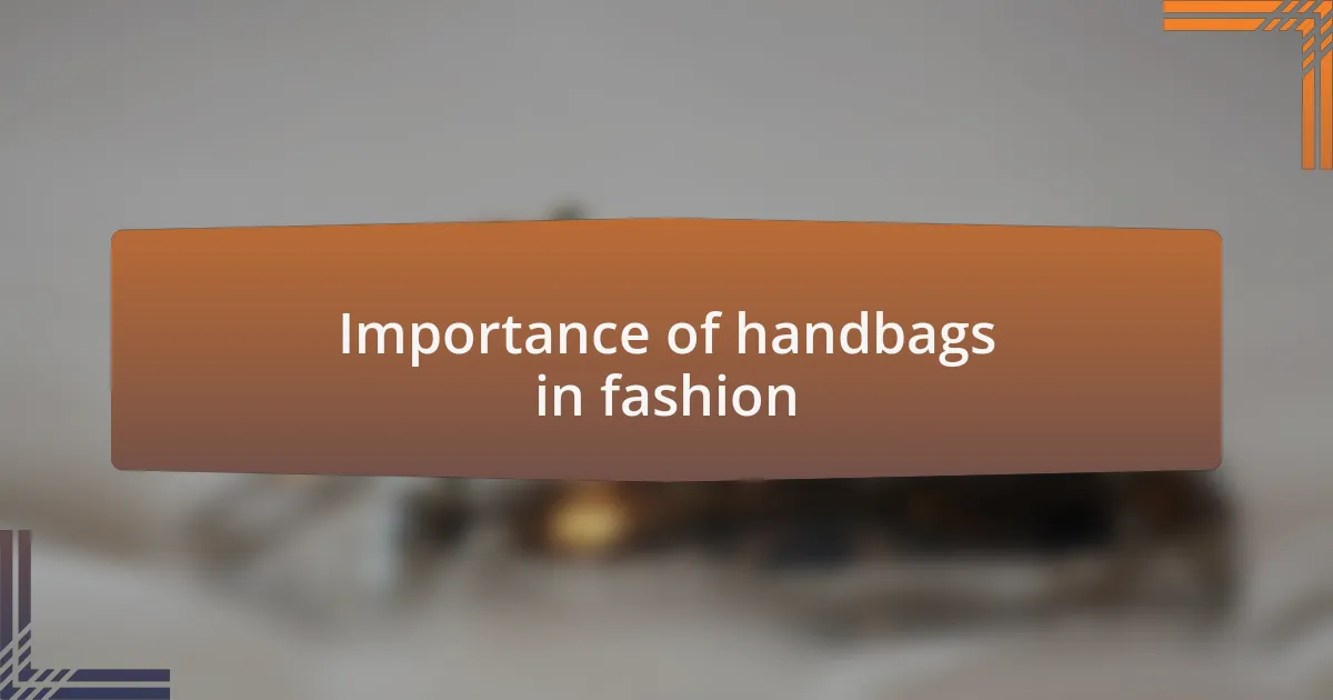 Importance of handbags in fashion