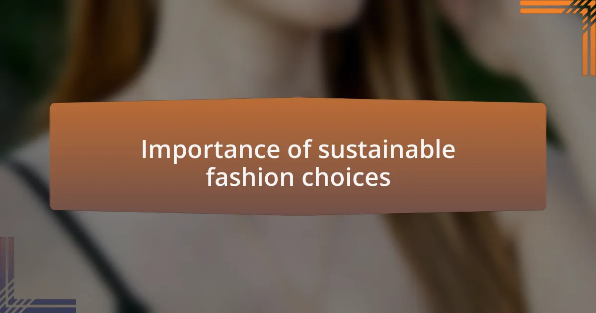 Importance of sustainable fashion choices